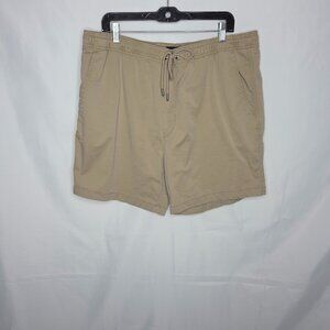 American Eagle Mens Lived-In Trekker Shorts XL Khaki Pull-on Pockets Tie NEW